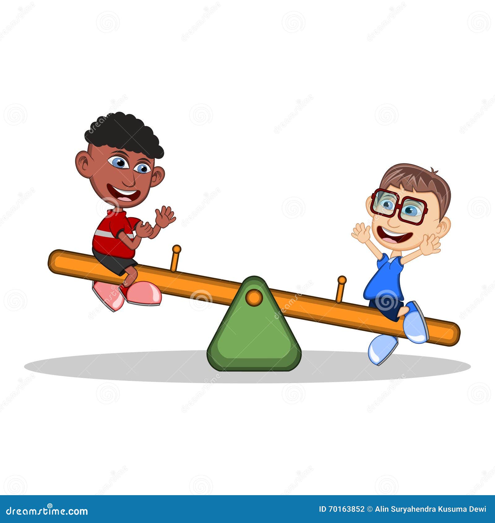 两个小男孩在玩跷跷板插画图片素材_ID:405340099-Veer图库
