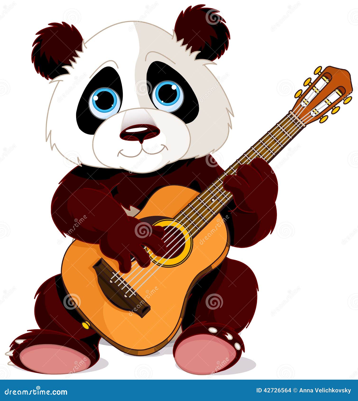 可爱的弹吉他熊猫插画素材 Cute Panda Playing Guitar Music Illustration – 设计小咖