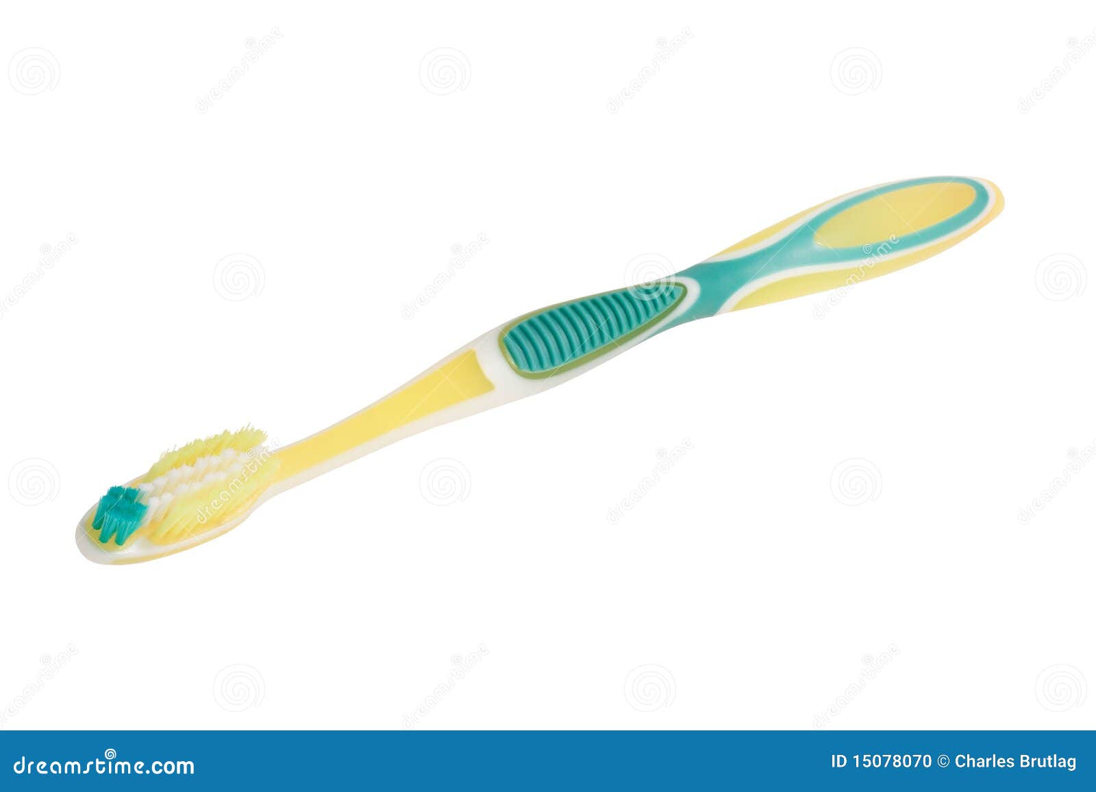 Toothbrush. 绿色查出的牙刷空白黄色