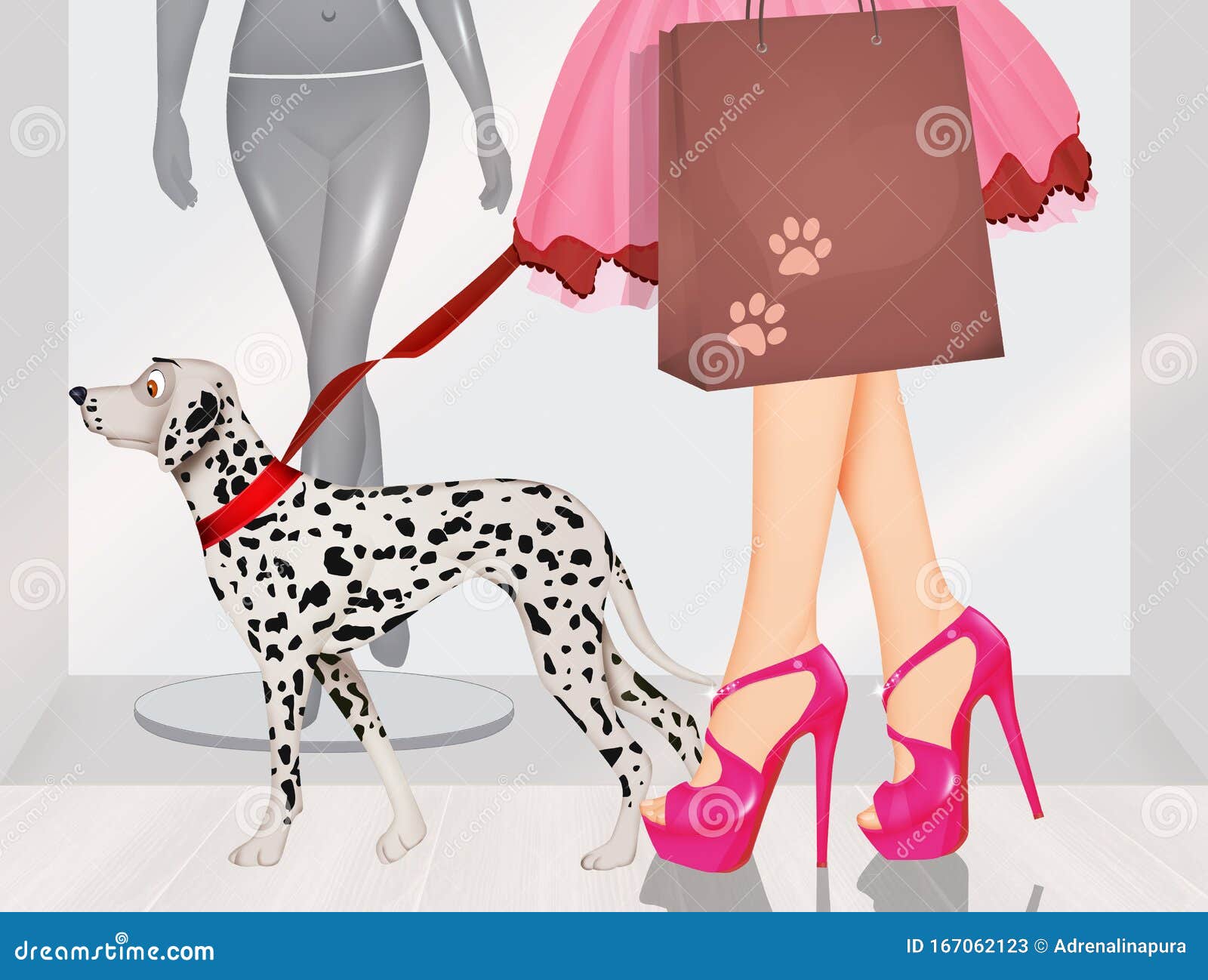 女人牵着狗狗散步，女人牵着狗吉祥物插画图片素材_ID:378804828-Veer图库