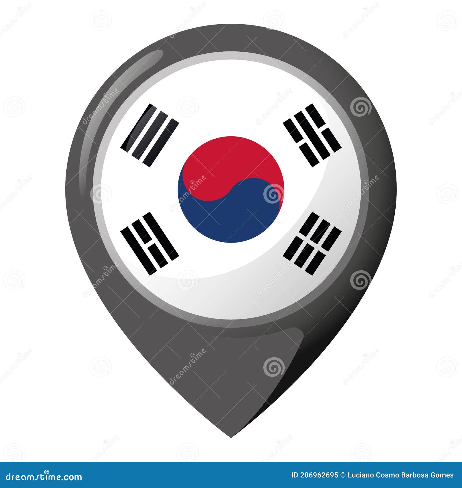 韩国国旗 灰色背景上的矢量图 向量例证. 插画 包括有 国家（地区）, 旅行, 海运, 韩国, 蓝色, 节假日 - 156886154