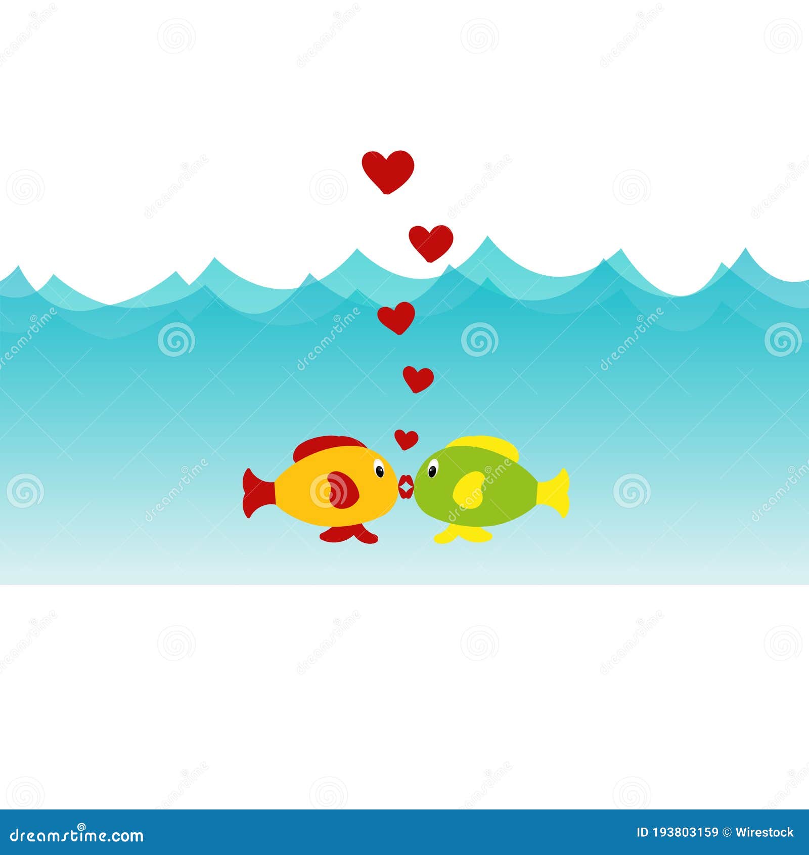 卡通水中亲吻的鱼矢量图片素材-编号22848679-图行天下