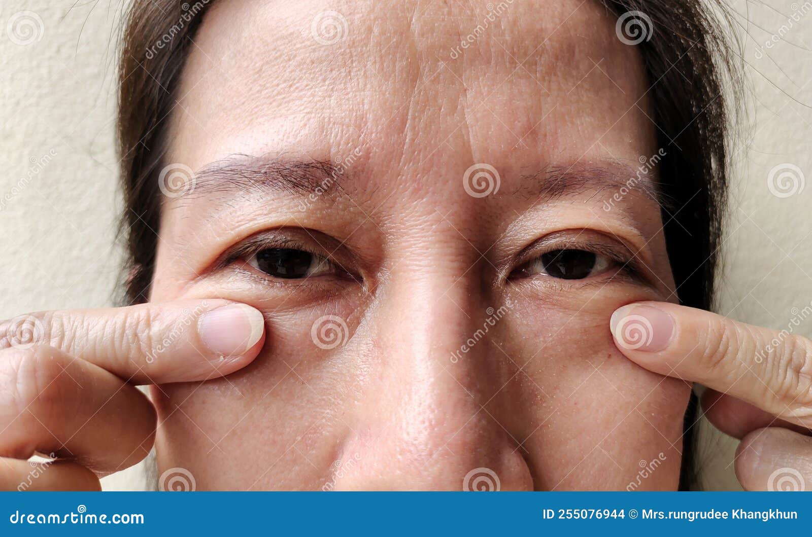 Premium Photo | Asian elderly old woman face and eye with wrinkles portrait closeup view
