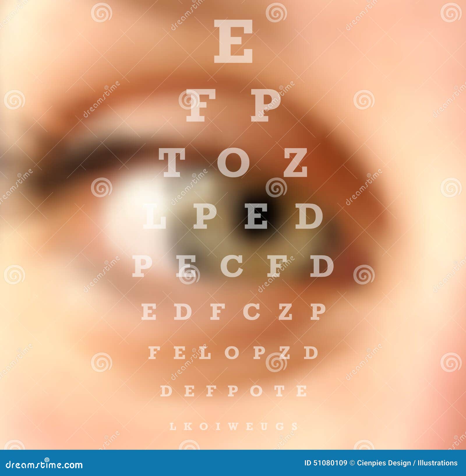 眼睛测试视觉图被弄脏的作用. 眼睛测试视觉图关闭弄脏了作用 眼科学概念背景 EPS10与透明度层数的传染媒介文件