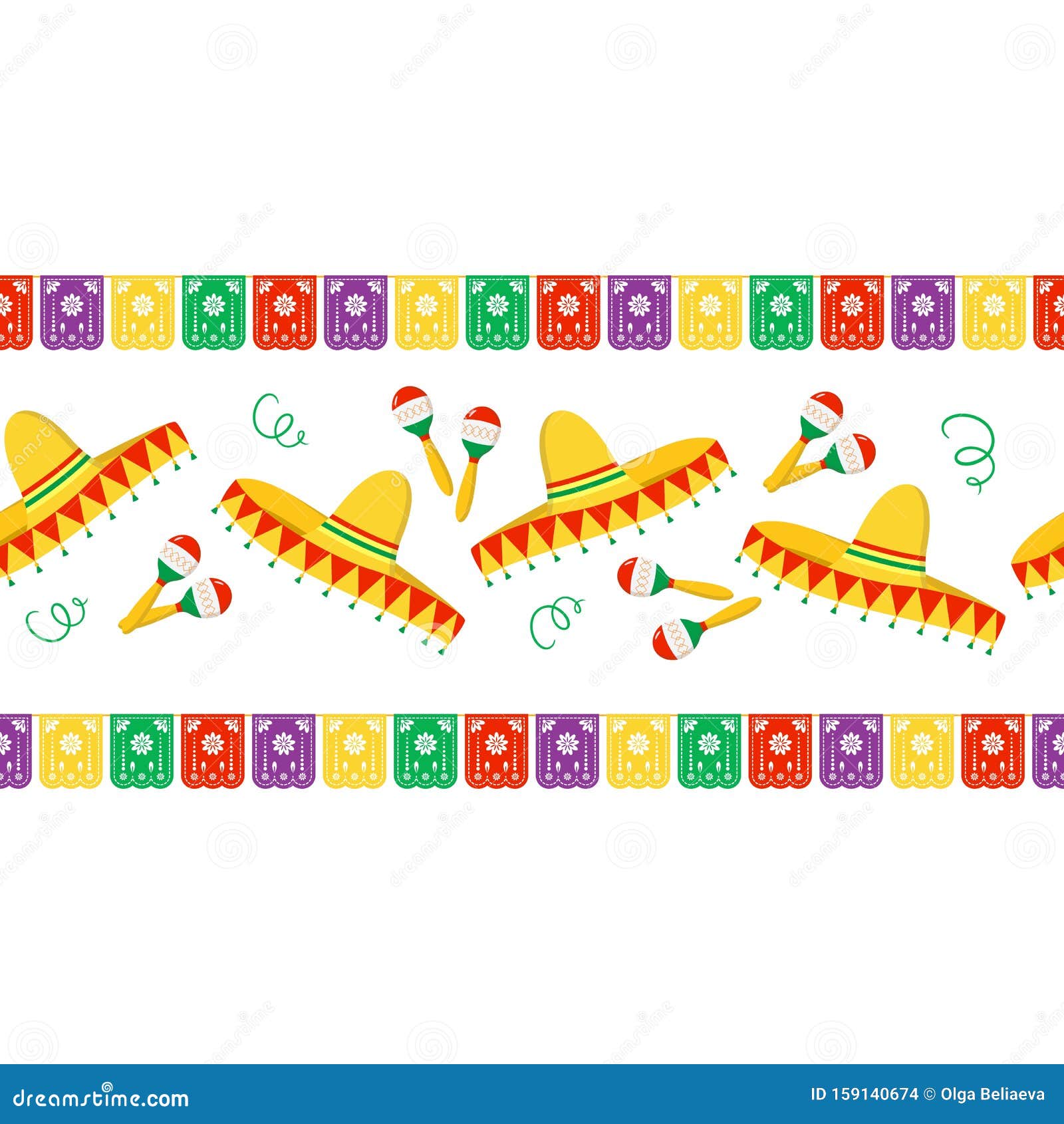 墨西哥Papel Picado矢量模板设计灵感来自传统的剪纸装饰与鲜花和几何形状-贺卡或婚礼邀请插画图片素材_ID:401342531-Veer图库
