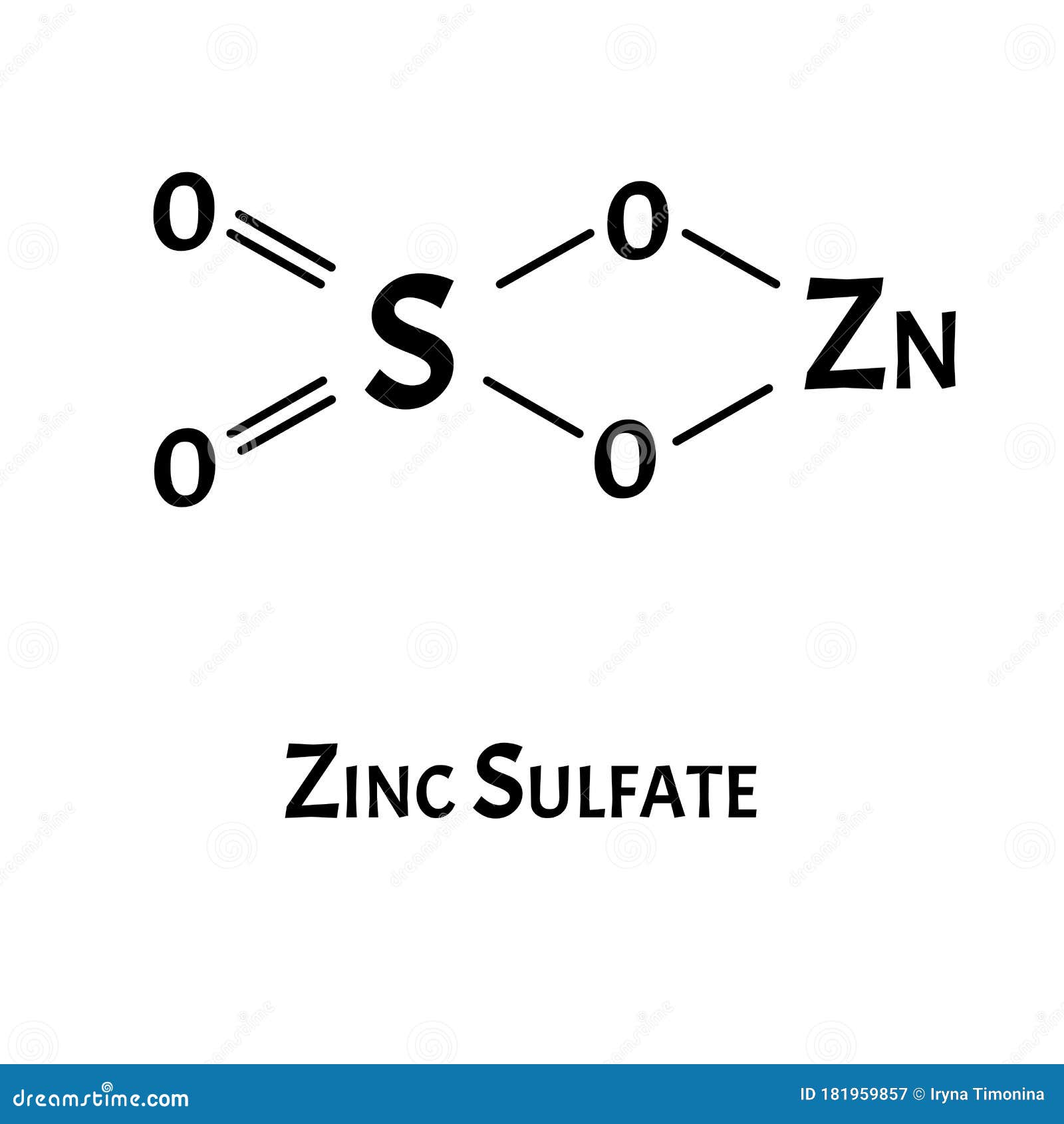 硫酸锌是分子化学式 锌信息图形学 孤立背景上的矢量插图 向量例证 插画 包括有 化合物, 分子 181959857