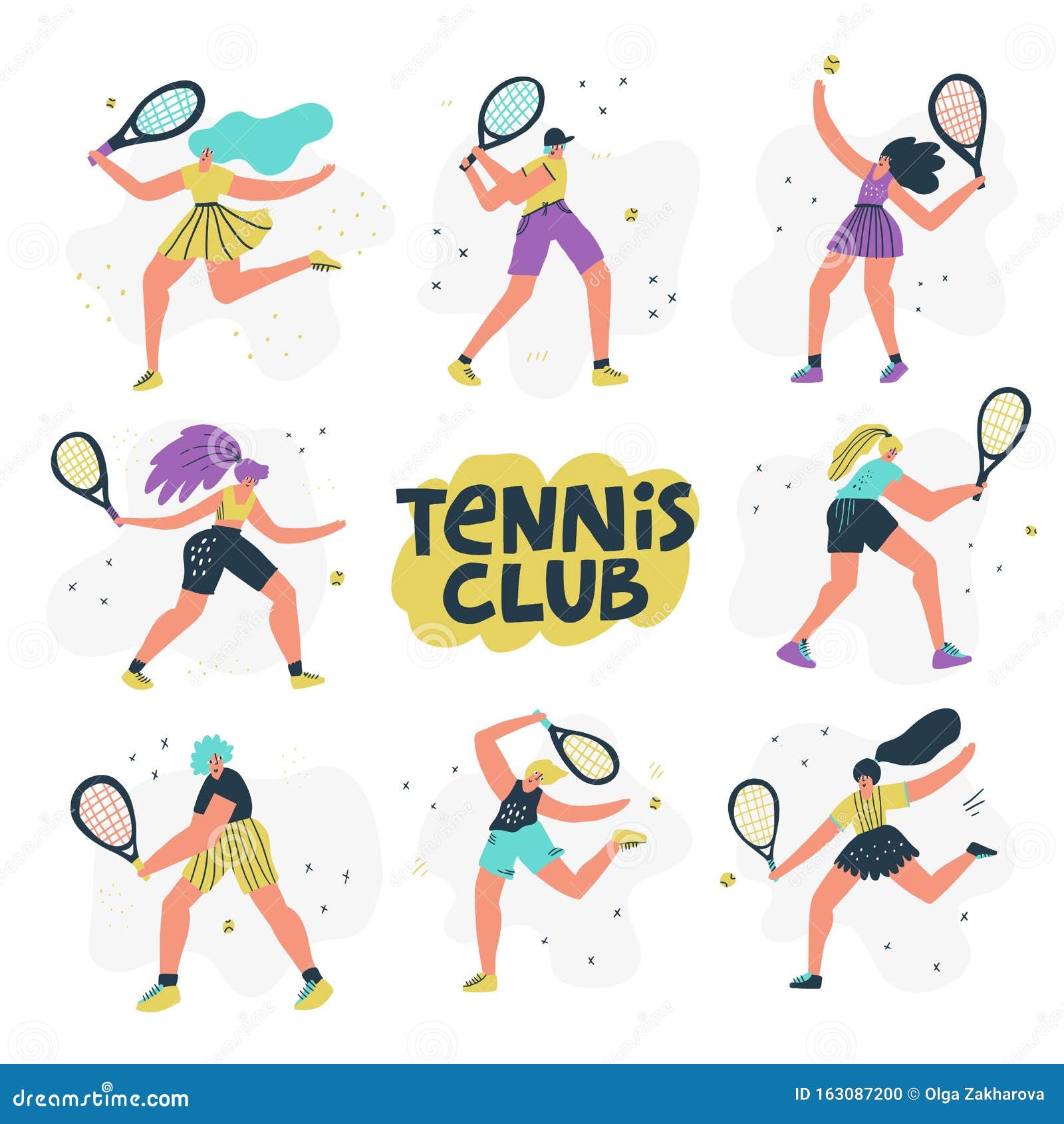 一对男女在户外打网球插画图片素材_ID:426825458-Veer图库