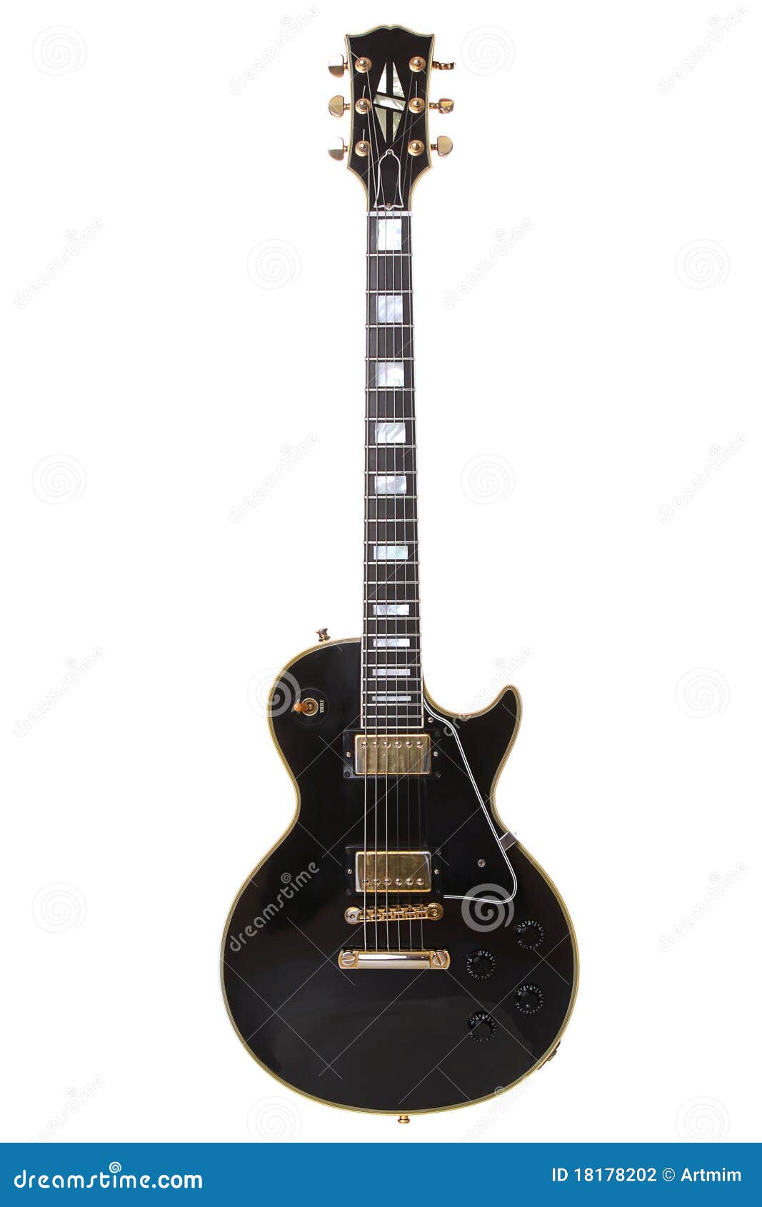 美丽的黑色电吉他查出在白色