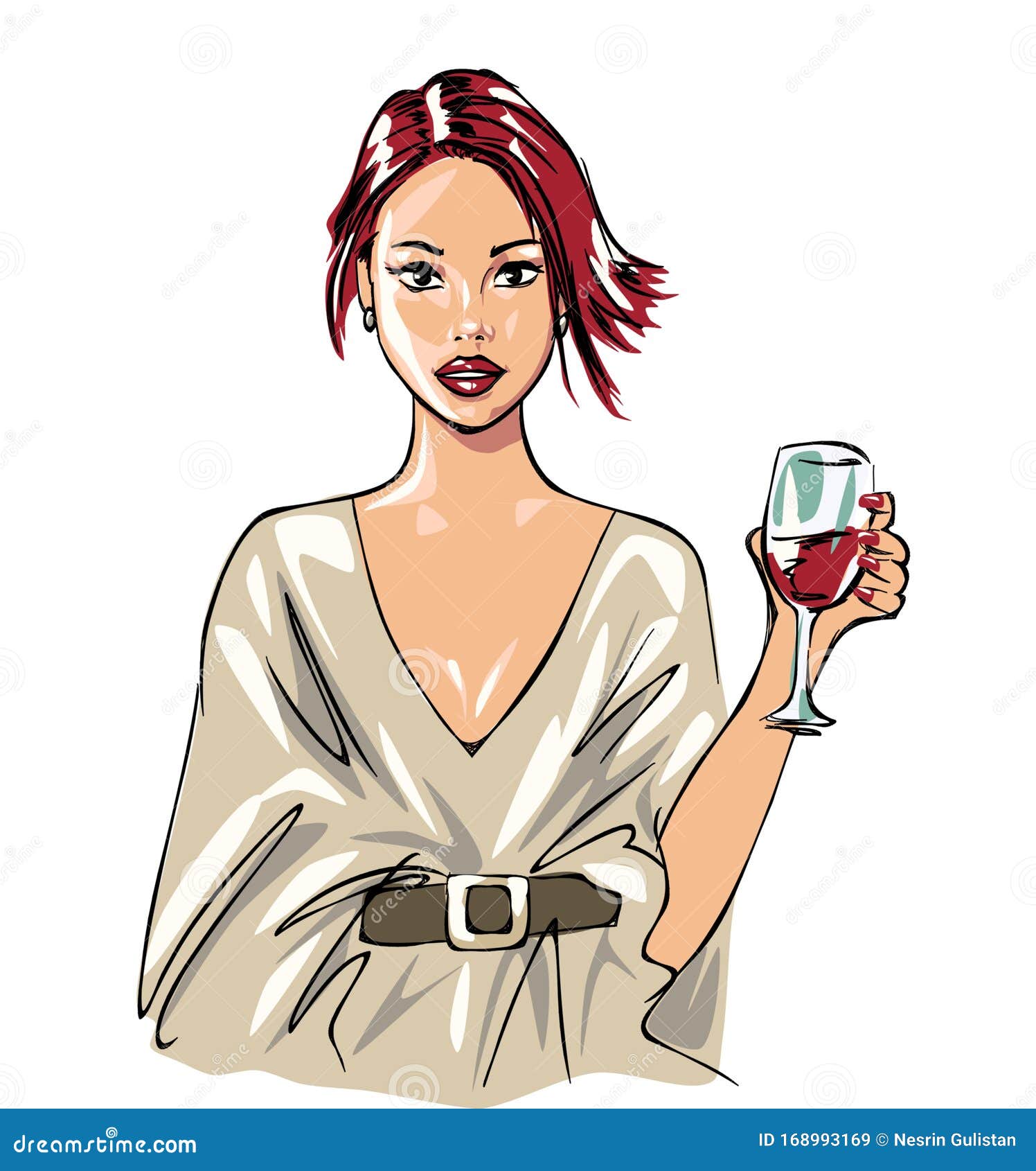 连续的一线艺术绘画的女人喝酒插画图片素材_ID:422061123-Veer图库