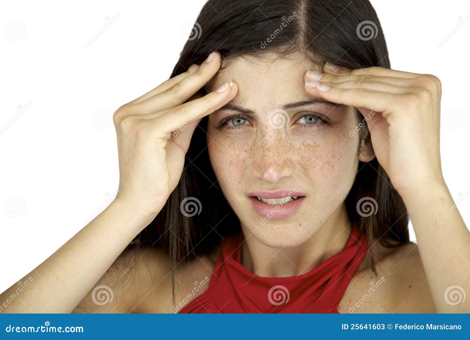 Frustrated woman pulling hair - Stock Photo - Dissolve