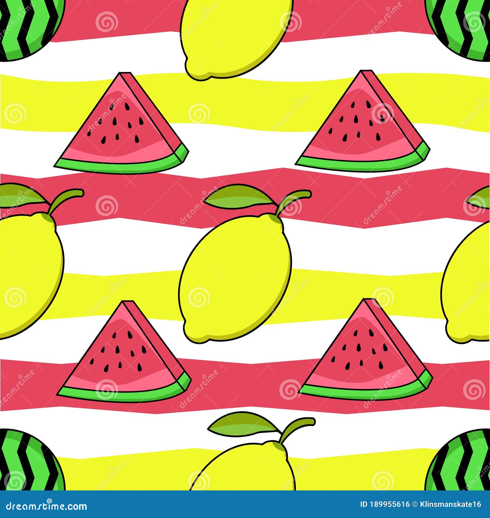手绘西瓜和柠檬清凉一夏免费下载_插画图片(7087像素)-千图网
