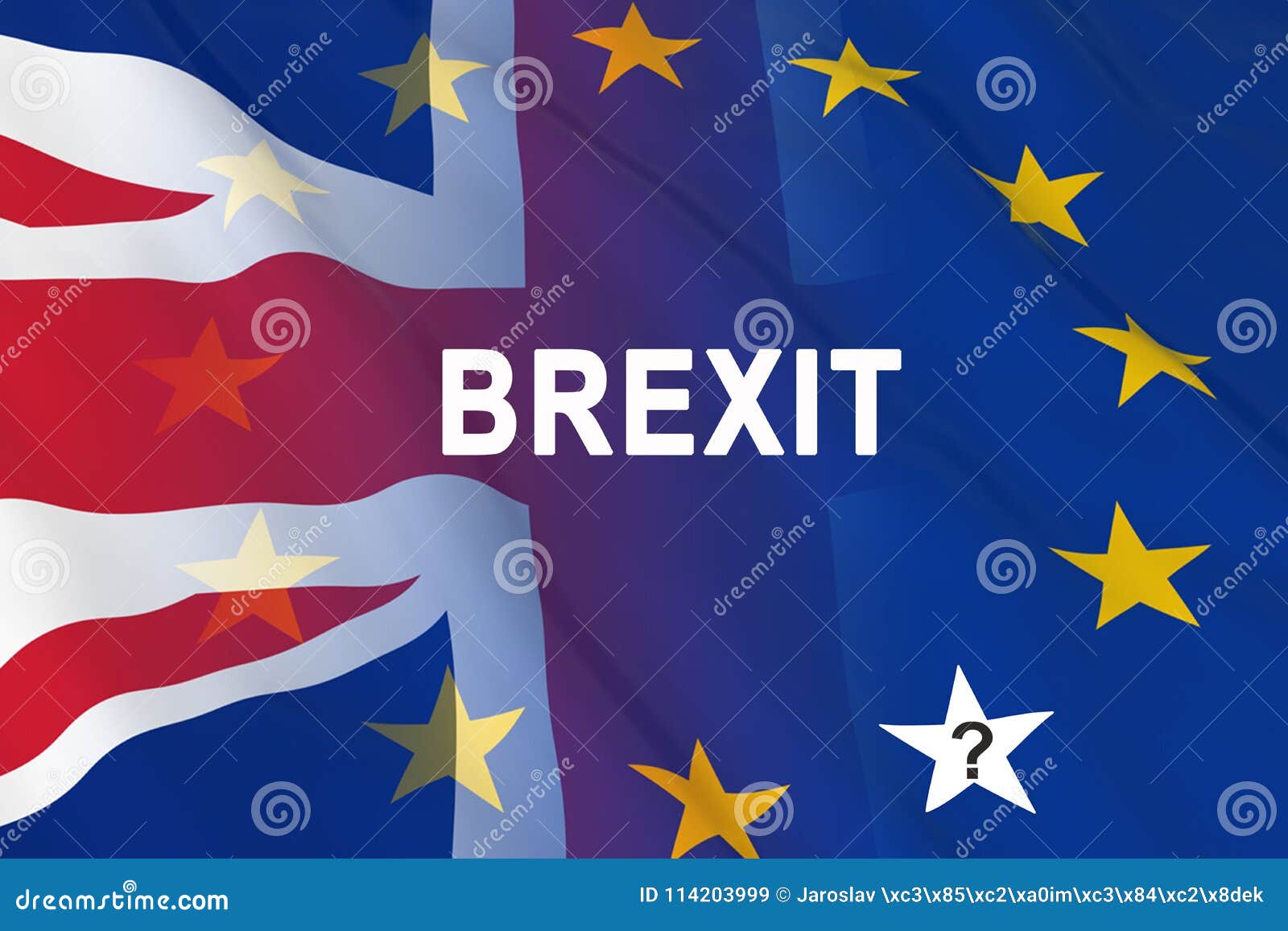 英国和欧洲人的旗子. 英国和欧洲brexit的旗子