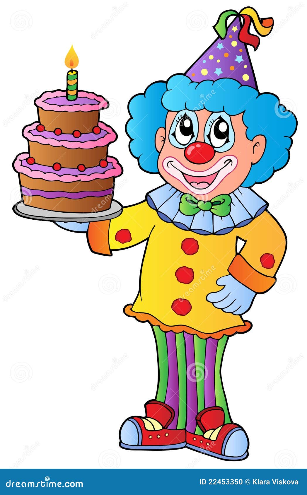 小丑字符矢量图设计. 穿着彩色聚会服装的生日小丑，举着小蛋糕 向量例证 - 插画 包括有 藏品, 要素: 257514620