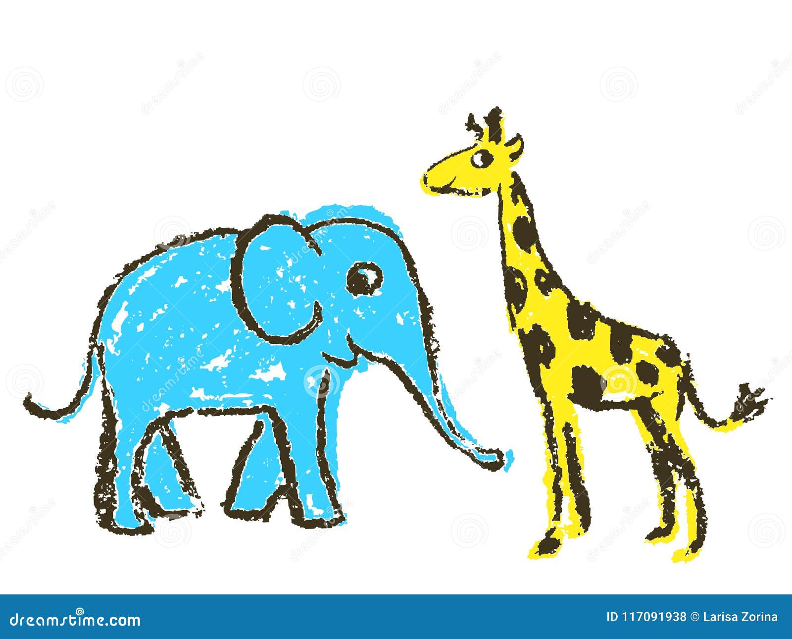 Рисование Жираф и слон
