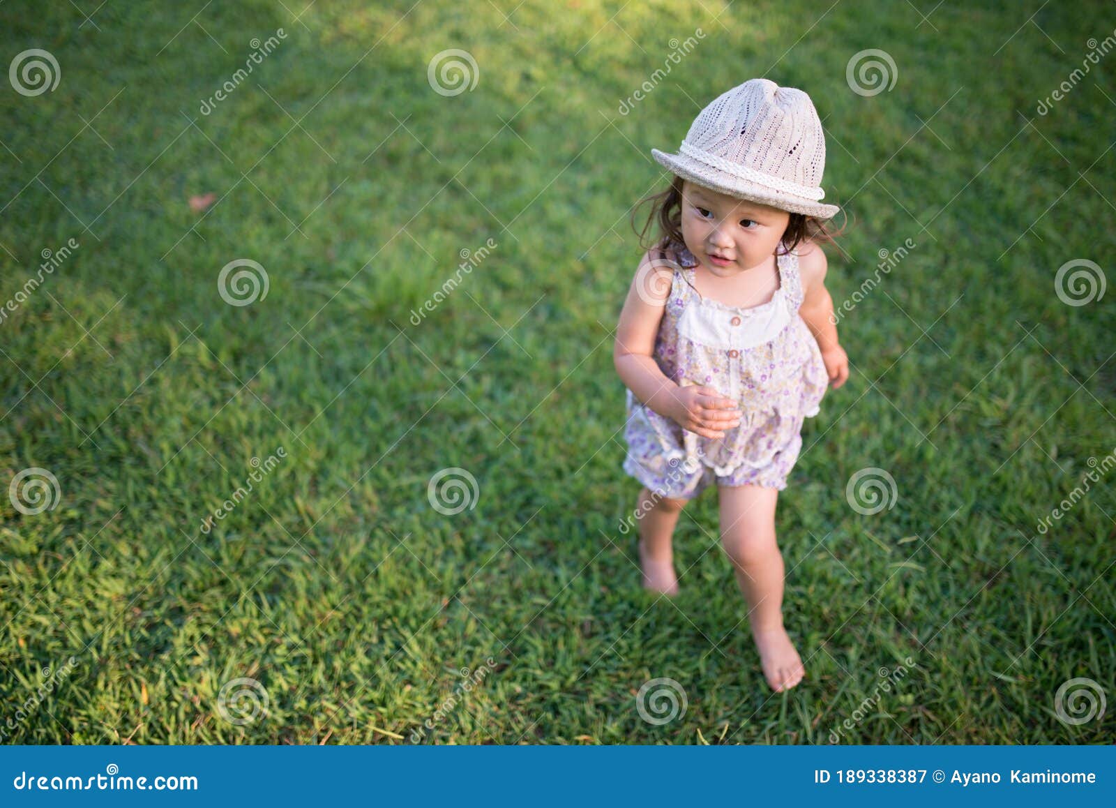 夕阳大地上，小女孩赤脚露在草地上 库存图片. 图片 包括有 作用, 假期, 本质, 女孩, 享用, 逗人喜爱 - 161965329