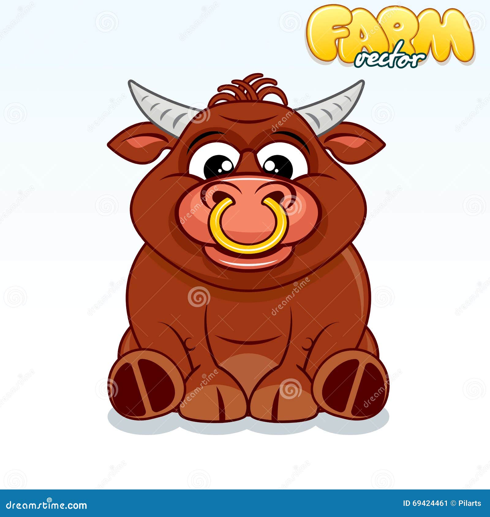 逗人喜爱的小公牛动画片 向量例证. 插画 包括有 可怕, 动物, 哺乳动物, 字符, 向量, 垫铁, 愤怒 - 71796901
