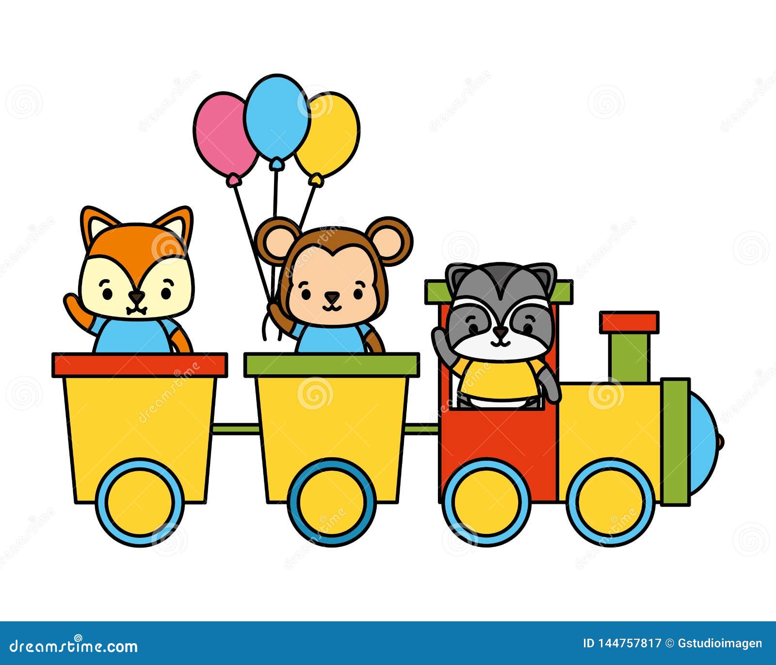 卡通火车和小动物插画矢量素材图片素材-编号25578963-图行天下