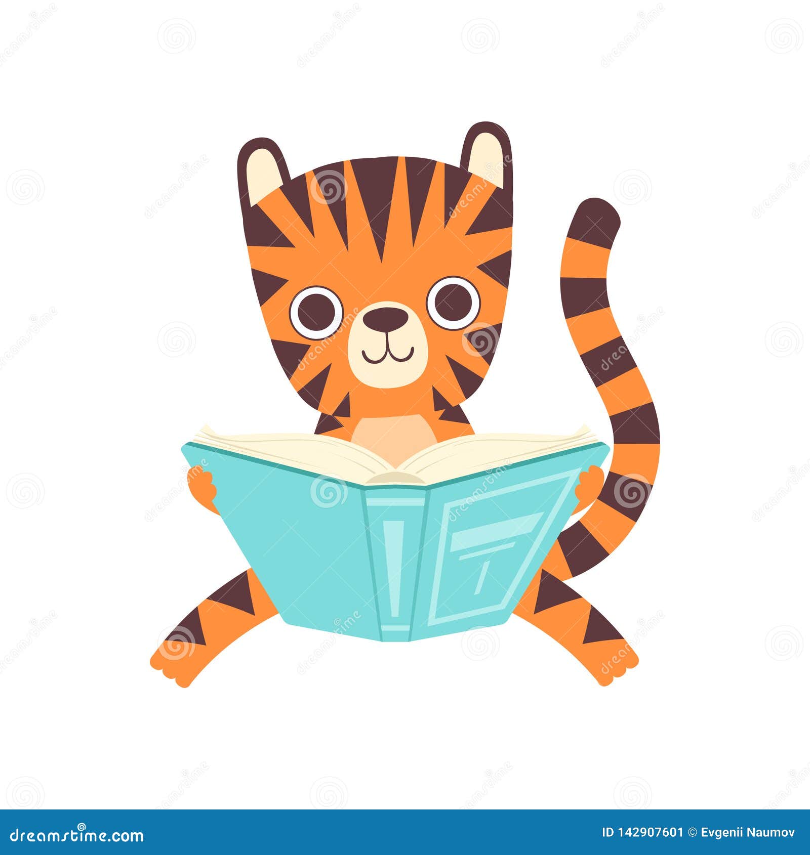 可爱卡通看书的小猫插画图片_卡通动物_动漫卡通-图行天下素材网