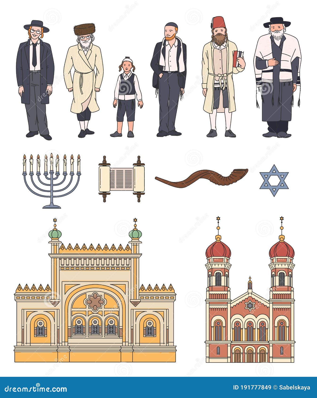 犹太教宗教和犹太传统标志 向量例证. 插画 包括有 节假日, 犹太, 垫铁, 门诺拉, 大卫, 蜡烛, 圣餐 - 128892081