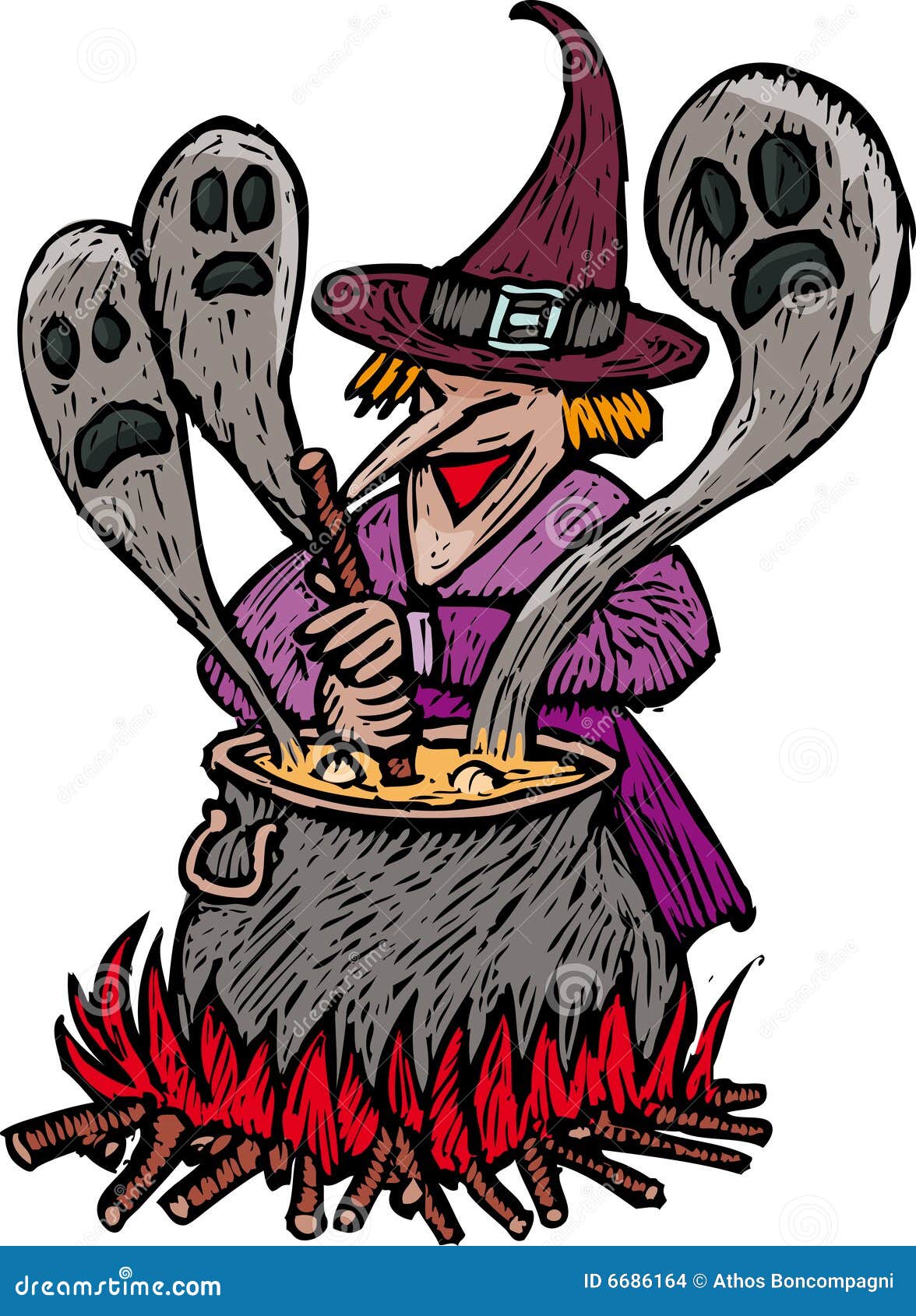 漫画场景与老可怕的巫婆在森林插图插画图片素材_ID:383775732-Veer图库