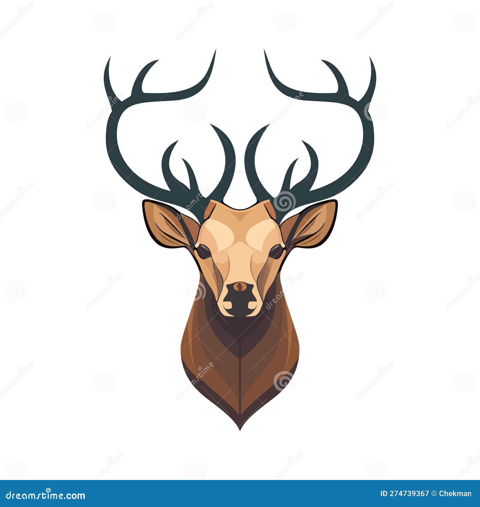 鹿头标志设计. 抽象绘鹿. 可爱的卡通鹿向量例证. 插画包括有象征