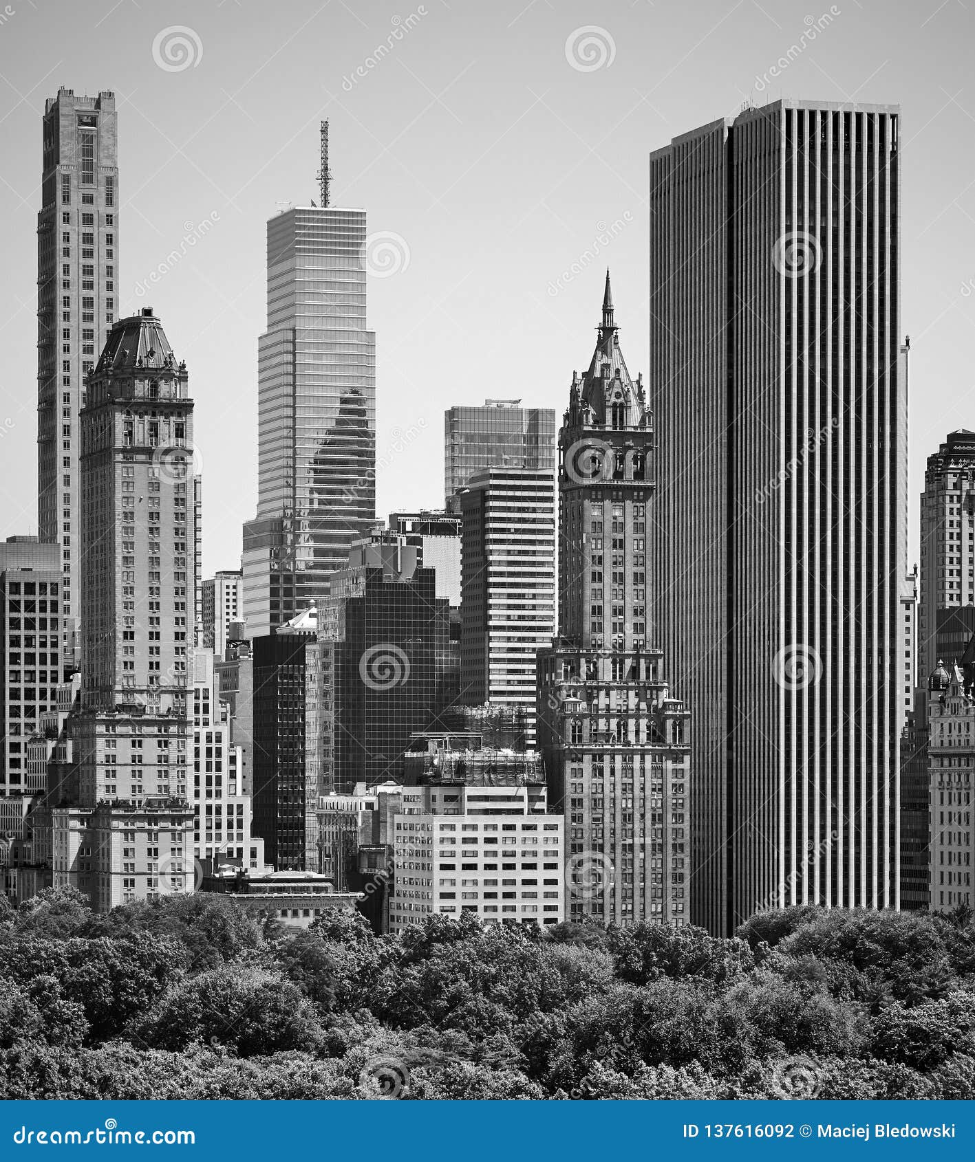 纽约（美国第一大城市）黑白全景宽屏壁纸_我爱桌面网提供